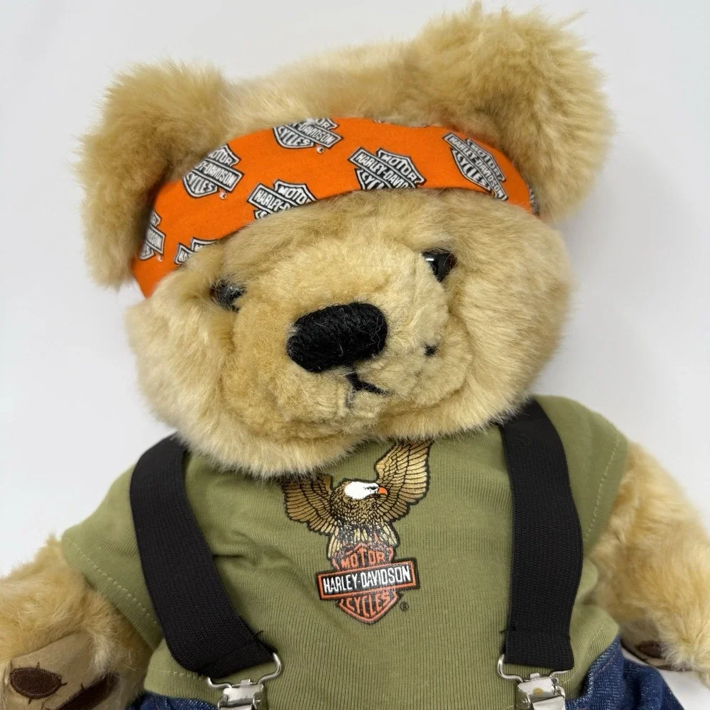 Vintage 1997 Harley Davidson Teddy Bear Plush Eagle Tee Logo Bandanna